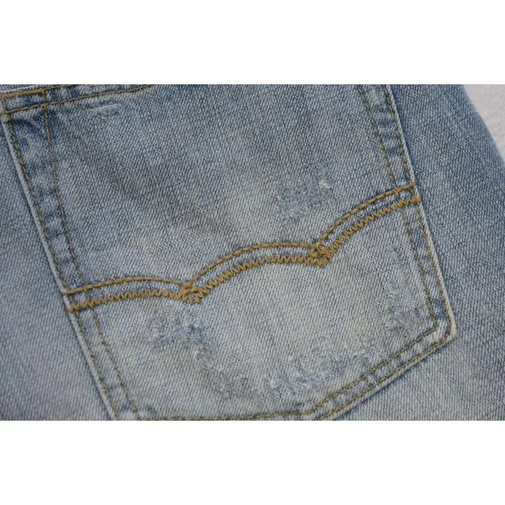 American Eagle Slim Straight Destroyed Rugged Light Blue‎ Jeans Mens Sz 32 x 34